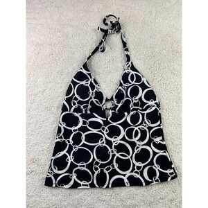 Ocean Dream Tankini Swimsuit Top‎ Womens Medium Halter Keyhole Circles Swimwear
